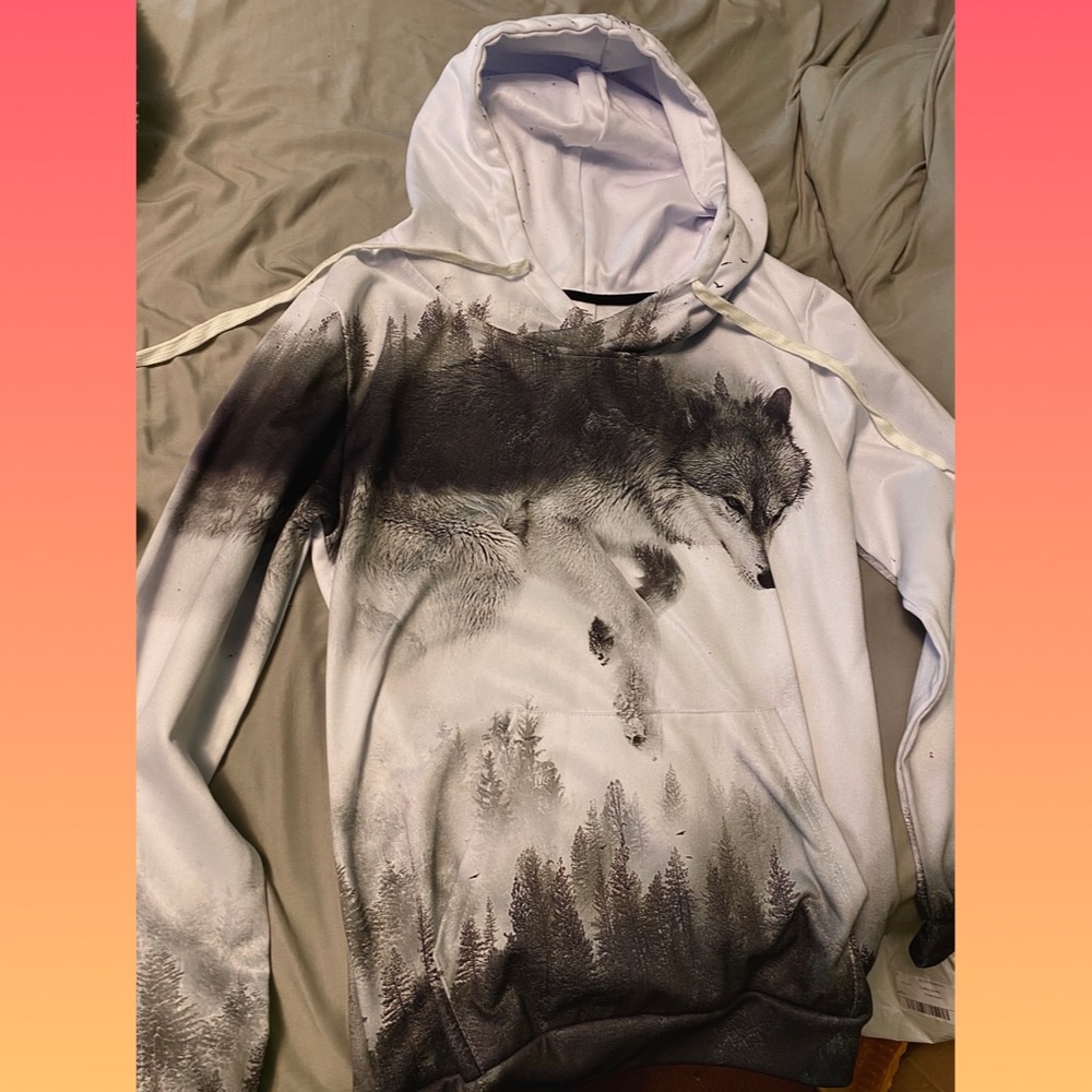 Wolf Print Unisex Sweatshirt - Picture 2 of 2